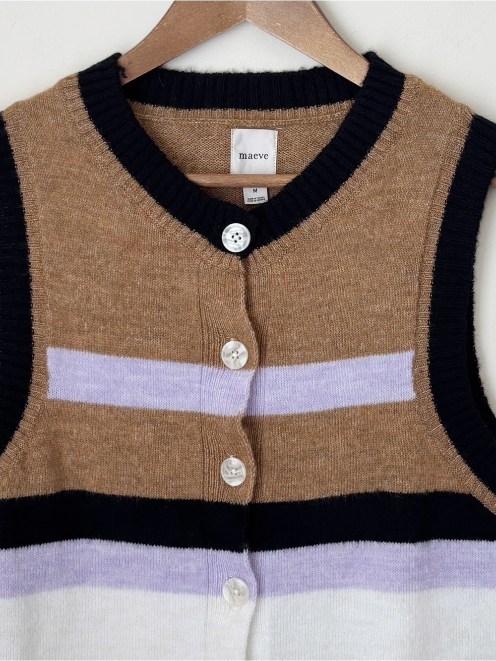 Maeve Anthropologie Striped Cardigan Sweater Vest Medium - Picture 3 of 6